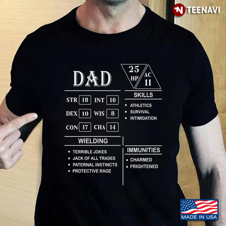 Dad Skills Wielding Immunities Charmed Frightened Funny Design for for Father's Day