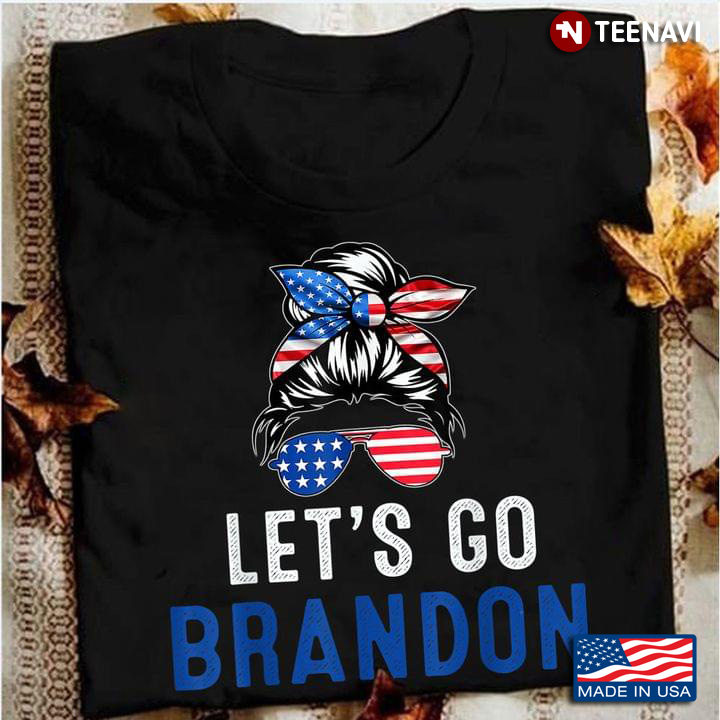 Cool Girl With Headband Sunglasses Flag Let's Go Brandon Anti-Biden