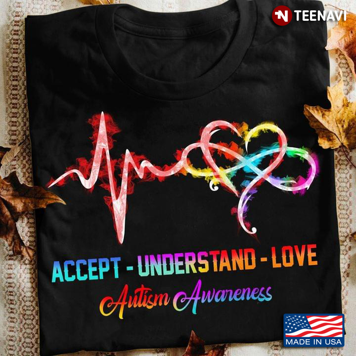 Colorful Heartbeat Accept Understand Love Autism Awareness
