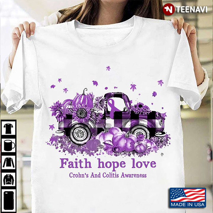 Faith Hope Love Crohn's And Colitis Awareness Purple Ribbon