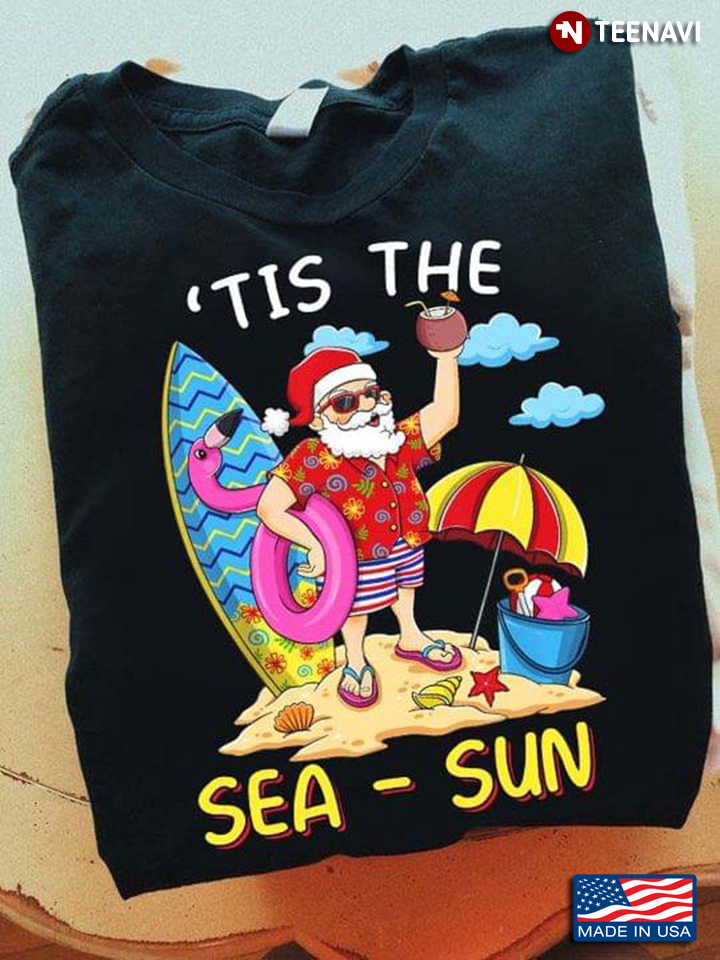 'Tis The Sea-Sun Santa Claus On The Beach