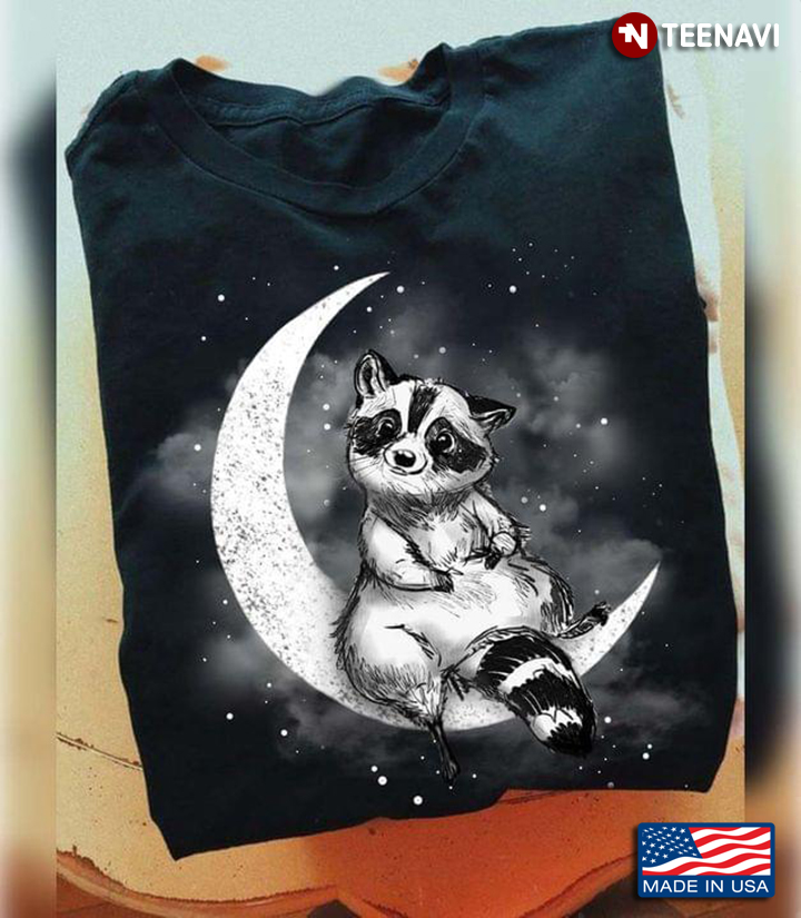 Cute Raccoon With Moon for Animal Lover