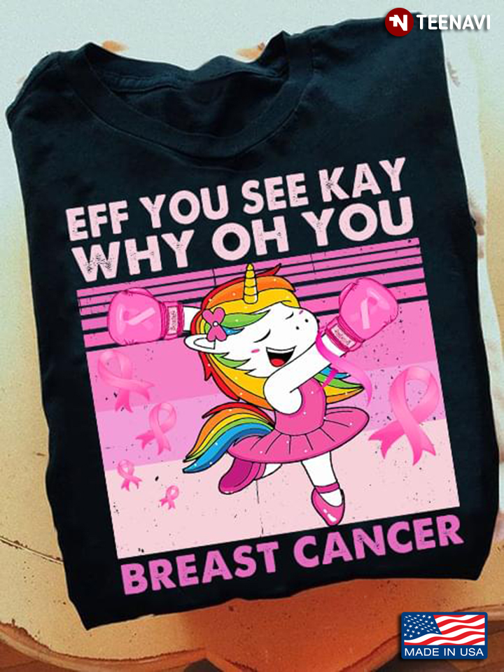 Vintage Unicorn Boxing Eff You See Kay Why Oh You Breast Cancer