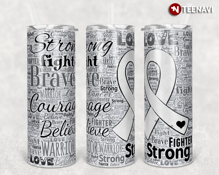 White Ribbon Lung Cancer Brave Fighter Strong