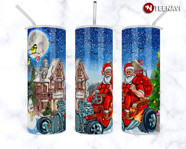 Christmas Hotrod Santa Claus Is Coming With Gifts