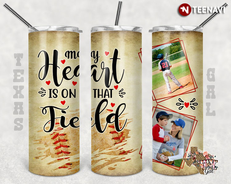 Personalized My Heart Is On That Field Baseball Custom Your Own Photos