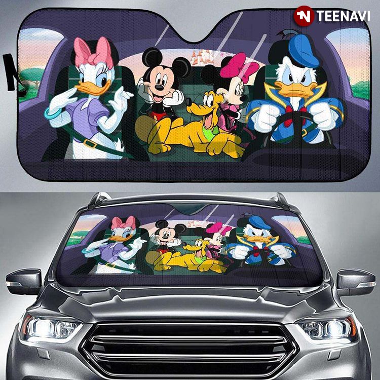 Disney Mickey Minnie Driving Donald Duck And Goofy Cartoon Friends Cute