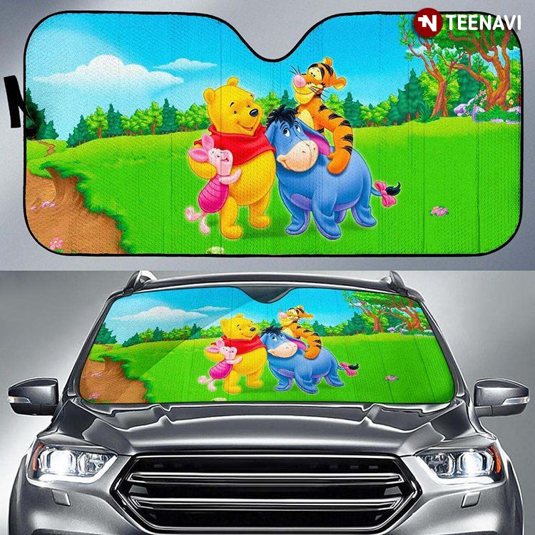 Lovely Pooh And Friends Driving Car For Cartoon Lover