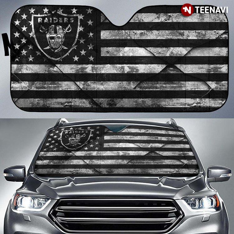 Oakland Raiders Flag Driving Black And White