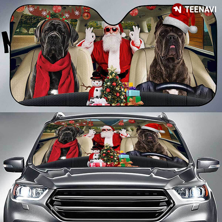 Cane Corso Dogs Driving With Santa Claus Funny Best Gift For Christmas
