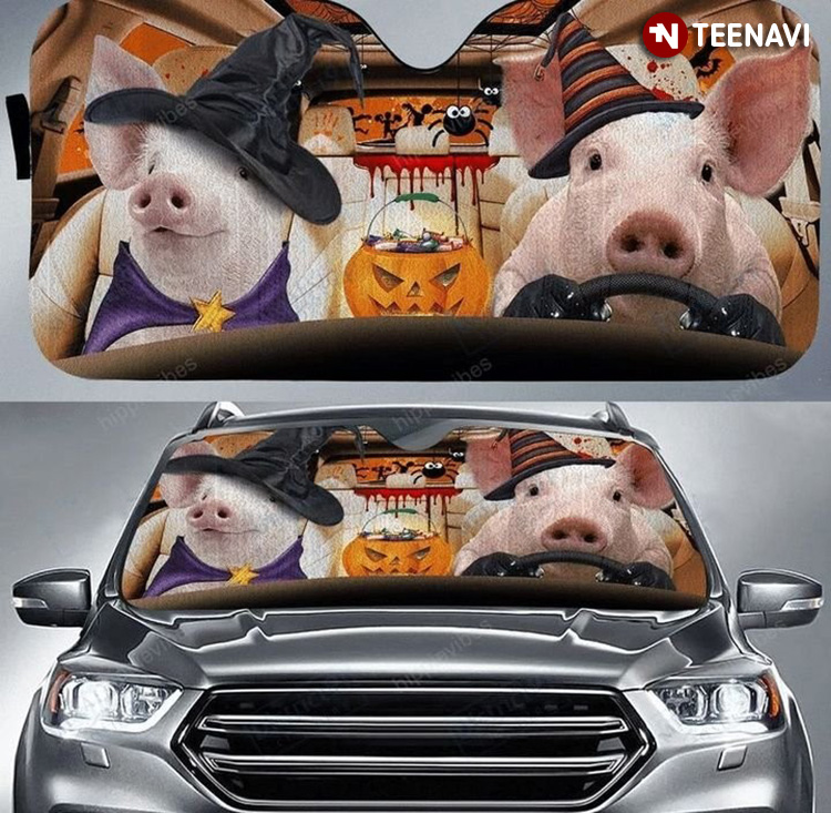 Cosplay Halloween Pig Driving A Car Funny Spooky Season
