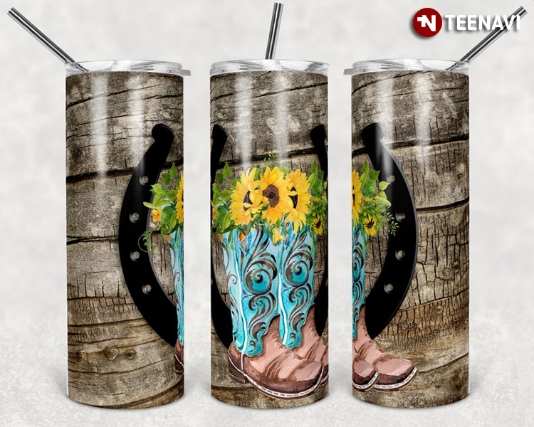 Country Cowboy Boots With Sunflowers