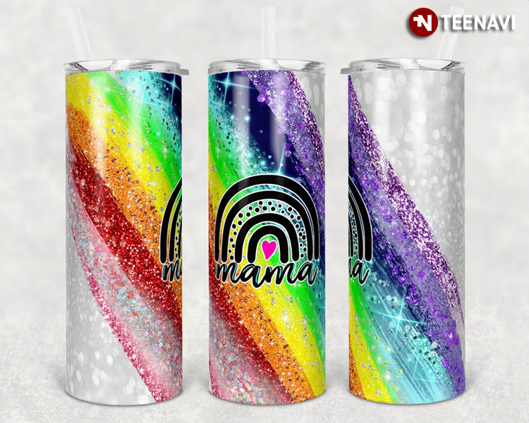 Proud To Be A Mama Pride LGBT Rainbow Glitter