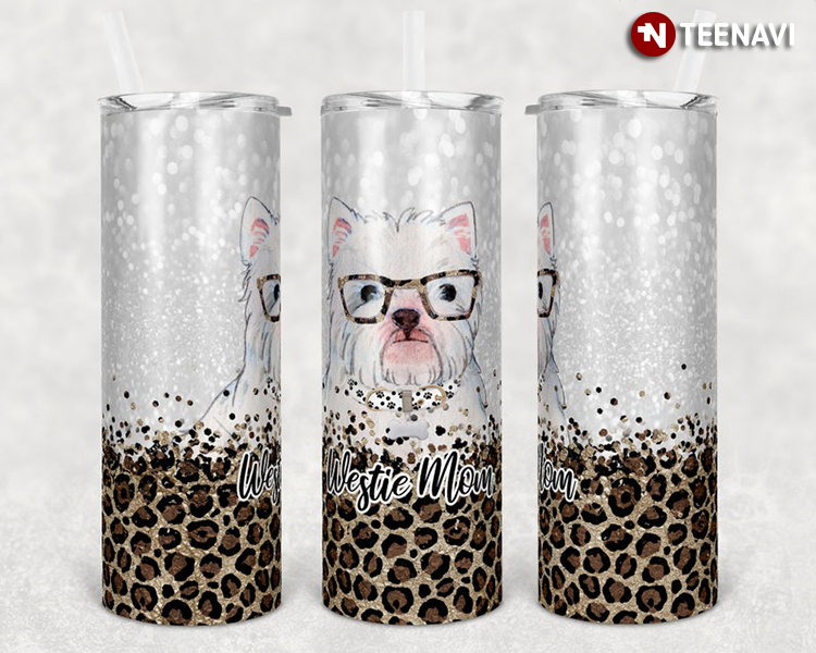 Westie Mom Lover Wearing Glasses Leopard