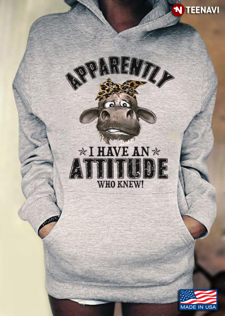Apparently I Have An Attitude Who Knew Cow With Headband Leopard for Animal Lover