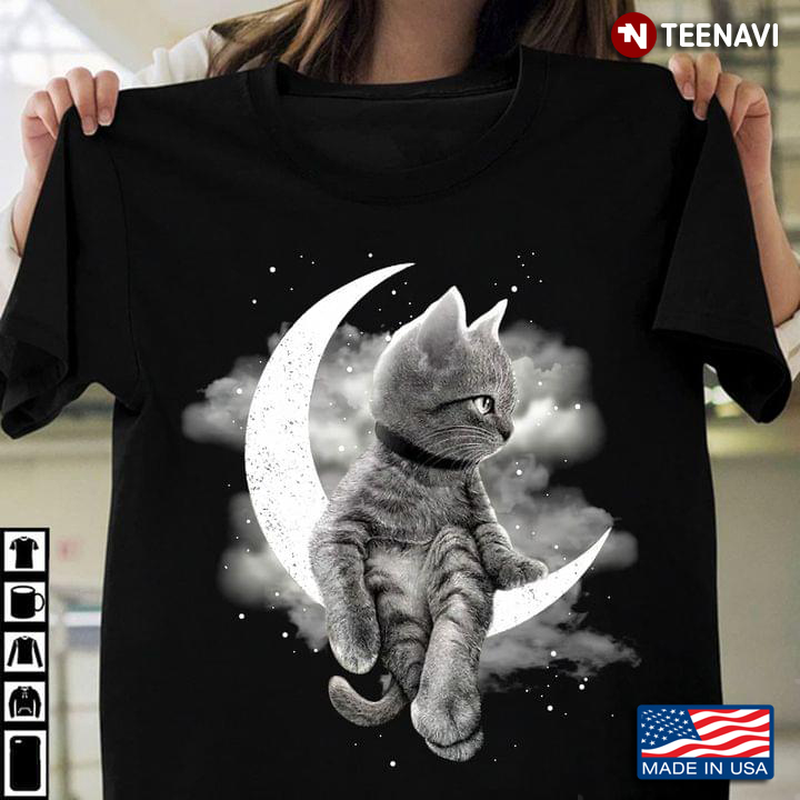 Cute Cat With The Night Moon for Cat Lover