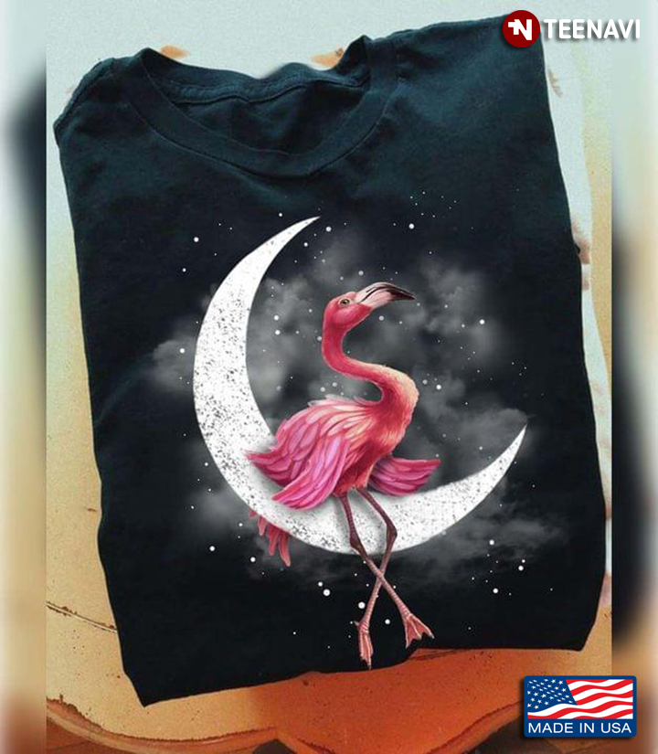 Flamingo With The Moon Night for Animal Lover