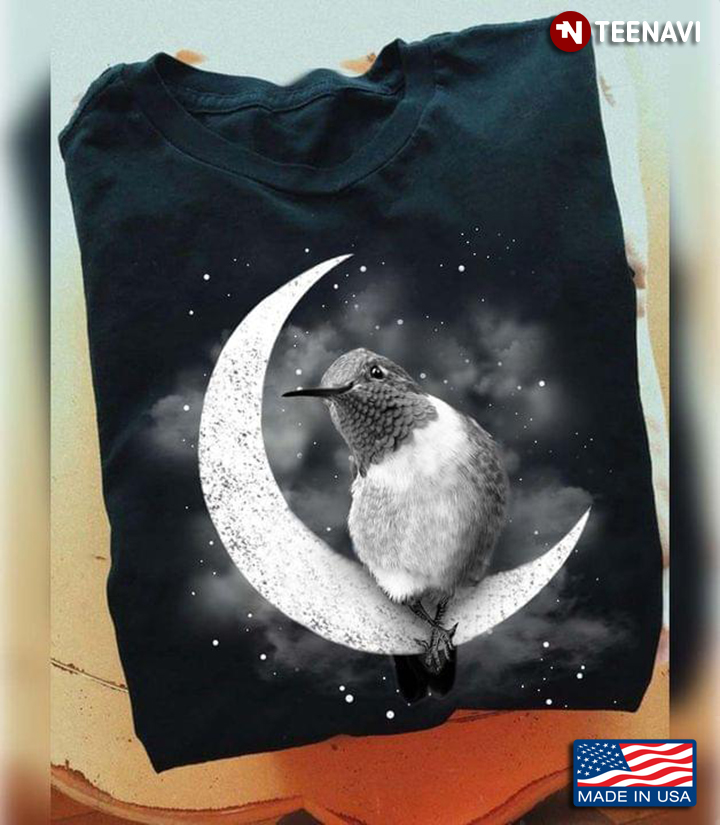 Bee Hummingbird With The Night Moon for Animal Lover