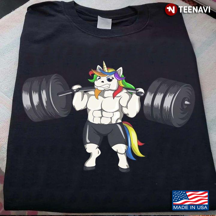 Muscular Unicorn Lifting Weights Funny Fitness
