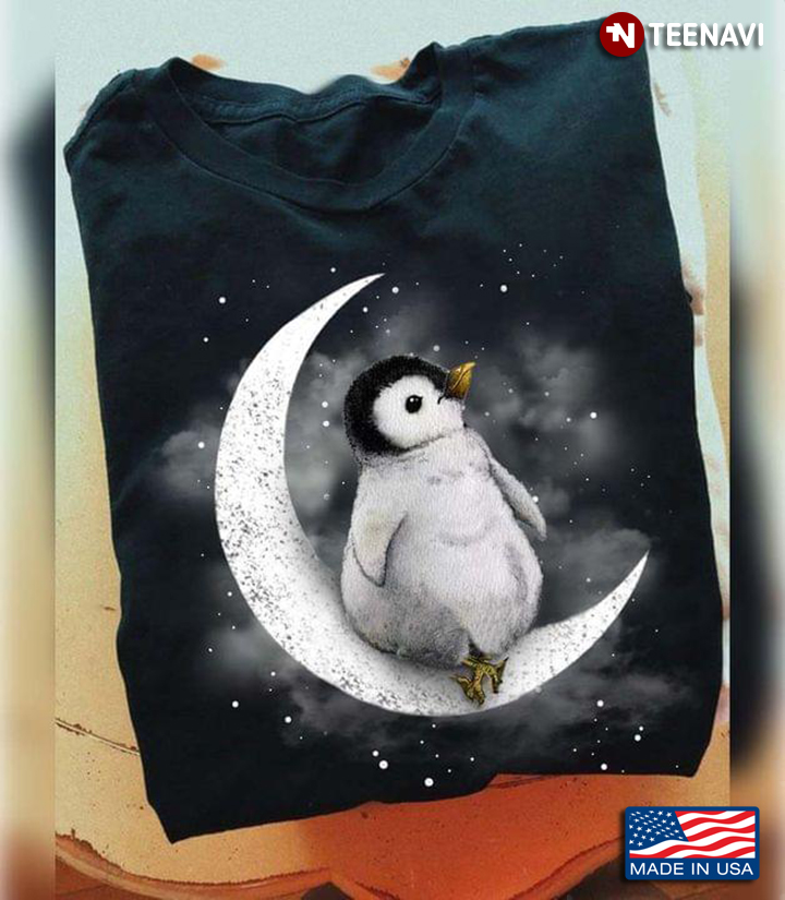 Penguin Sitting On The Moon for Animal Lover