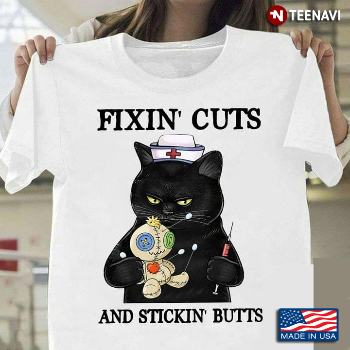 Black Cat Nurse Fixin' Cuts And Stickin' Butts