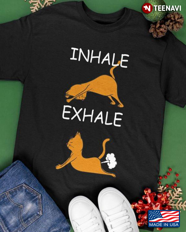 Inhale Exhale Yoga Cat Funny Design
