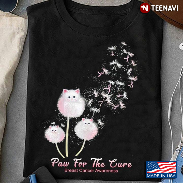 Paw For The Cure Breast Cancer Awareness Lovely Cat Dandelion