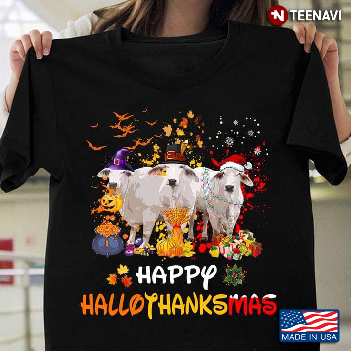 Happy HalloThanksMas Funny Cow Halloween Thanksgiving Christmas
