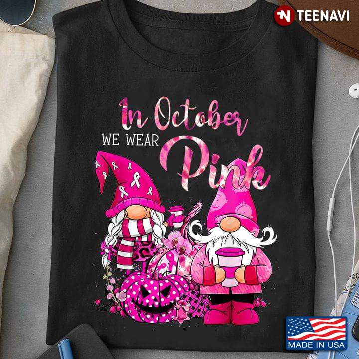 In October We Wear Pink Gnome Breast Cancer Awareness Leopard