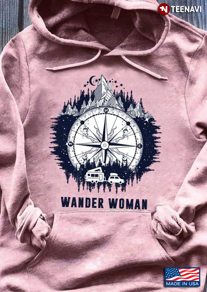 Wander Woman Compass And Camping Car for Camp Lover
