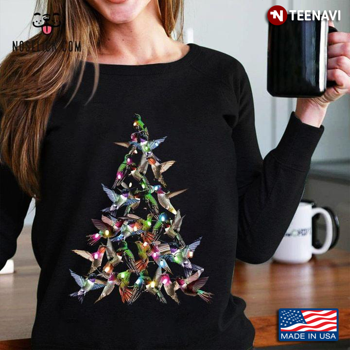 Hummingbirds Christmas Tree With Fairy Lights for Christmas