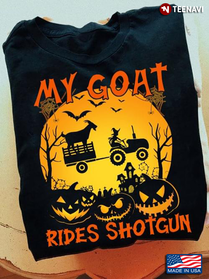 My Goat Rides Shotgun Funny Design for Halloween