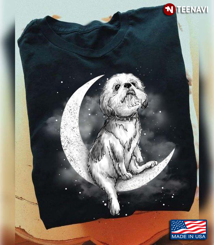 Shih Tzu Sits On The Moon for Dog Lover