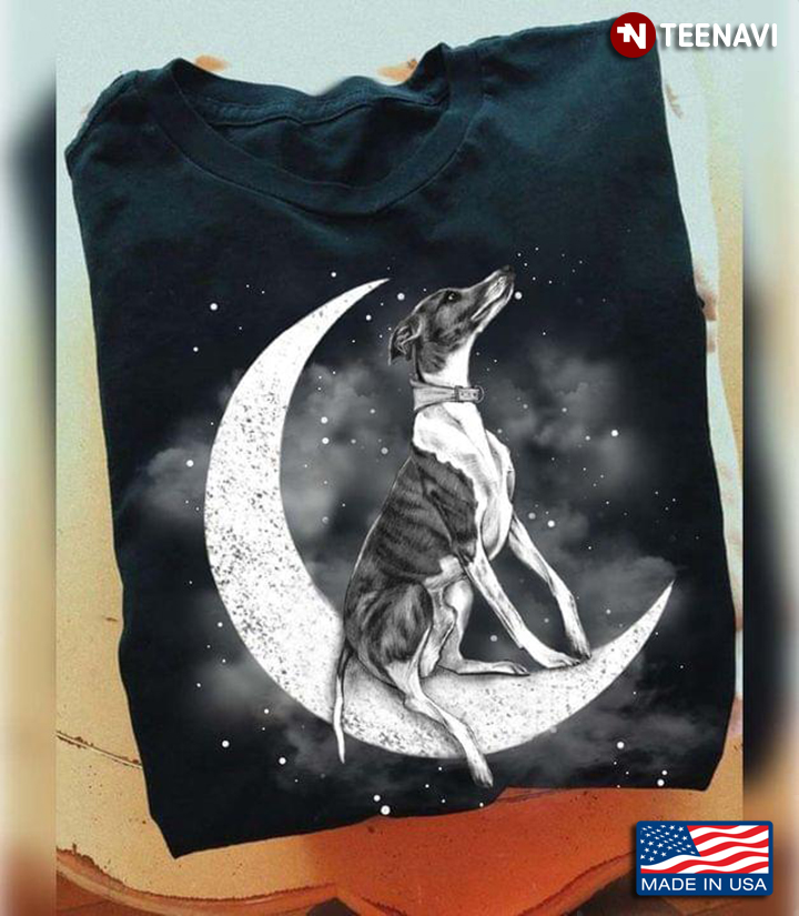 Greyhound Sits On The Moon for Dog Lover