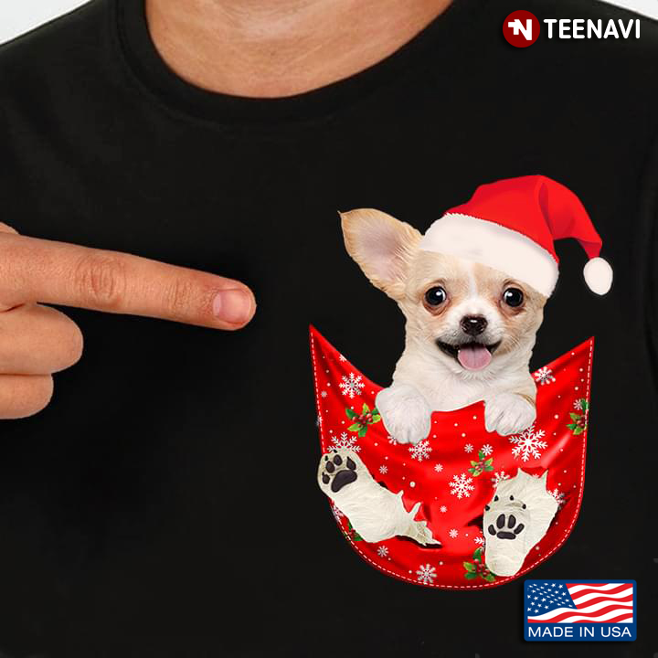 Chihuahua With Santa Hat In Pocket for Christmas