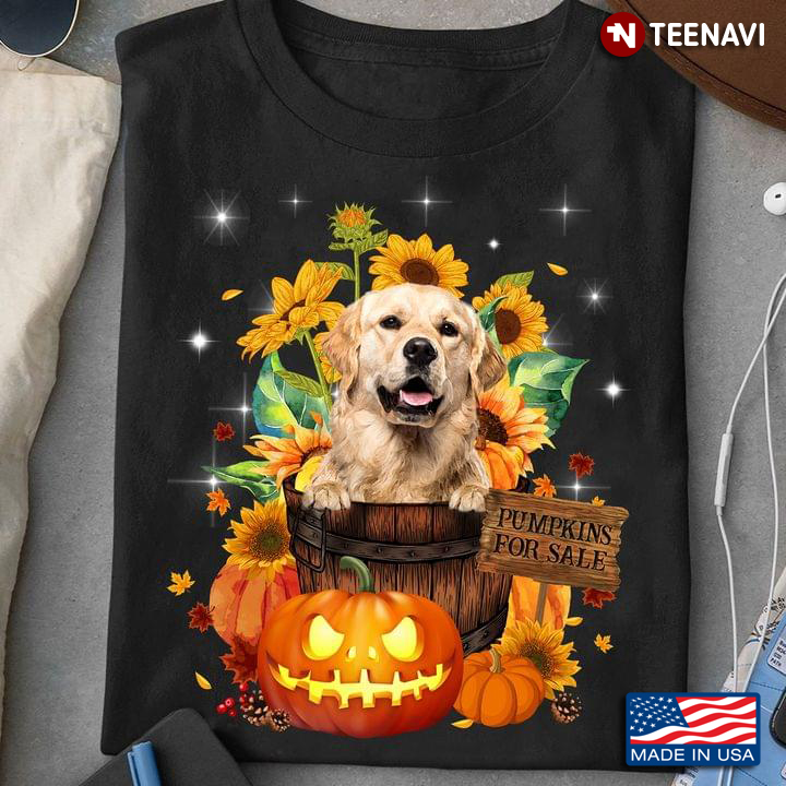 Pumpkins For Sale Labrador Retriever Sunflowers And Pumpkins for Halloween T-Shirt