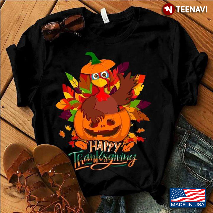 Happy Thanksgiving Funny Turkey In Pumpkin for Thanksgiving