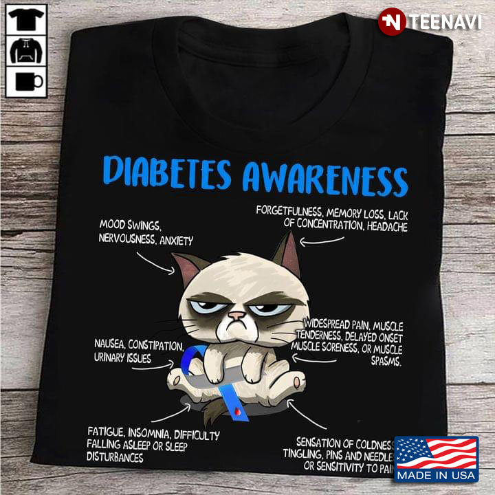Grumpy Cat With Ribbon Diabetes Awareness Mood Swings Nervousness Anxiety