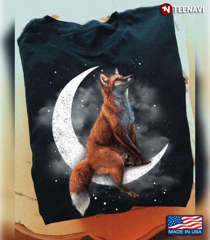 Fox Sits On The Moon for Animals Lover