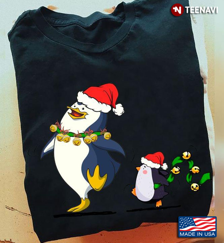 Funny Penguins With Santa Hats for Christmas