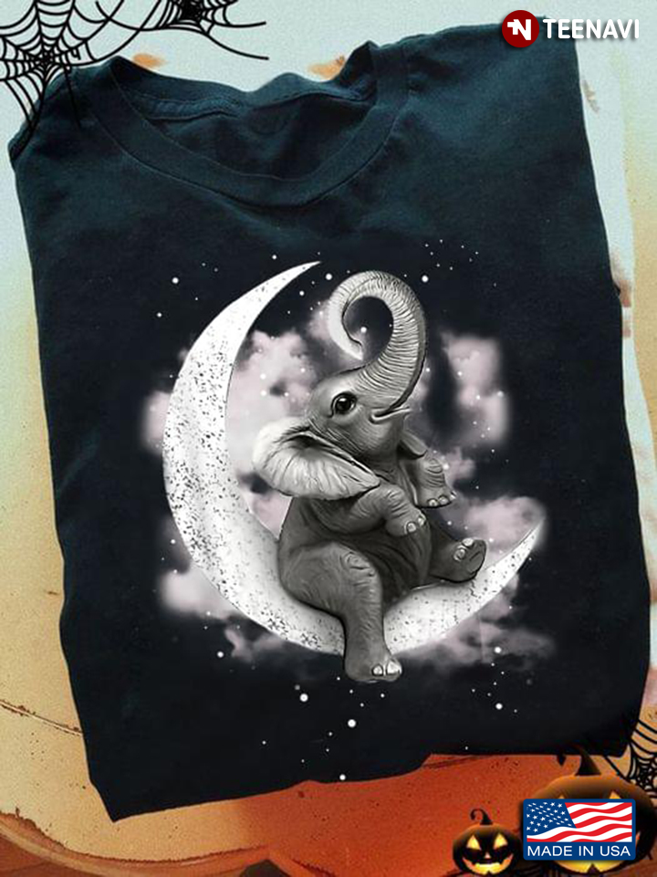 Elephant Sits On The Moon for Animal Lover