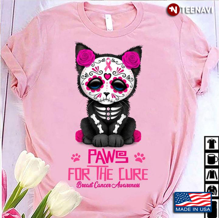Black Cat Paws For The Cure Breast Cancer Awareness