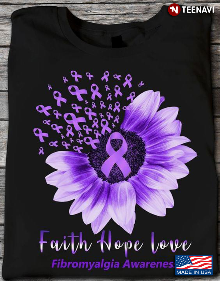 Faith Hope Love Fibromyalgia Awareness Sunflower And Purple Ribbons