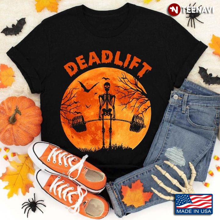 Deadlift Skeleton Lifting Weights for Halloween T-Shirt