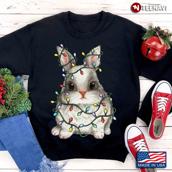 Cute Rabbit With Fairy Lights for Animals Lover
