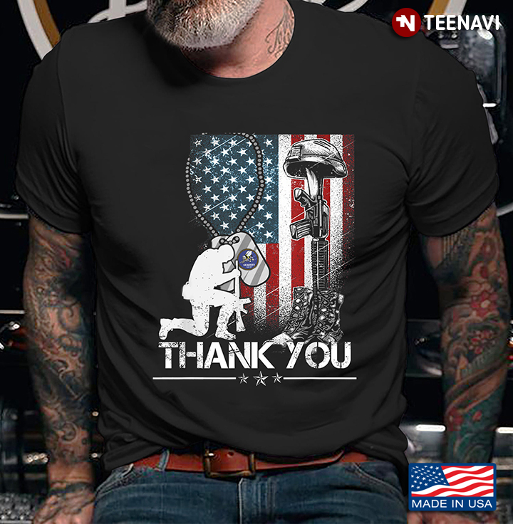 Thank You American Flag Soldier With Guns Gifts for Veteran