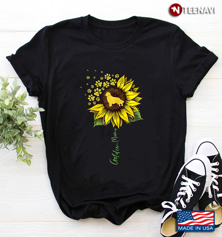 Golden Mama Sunflower And Golden Retriever