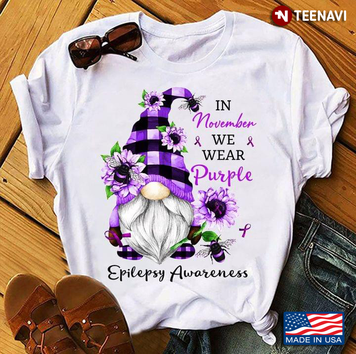 Gnome In November We Wear Purple Epilepsy Awareness