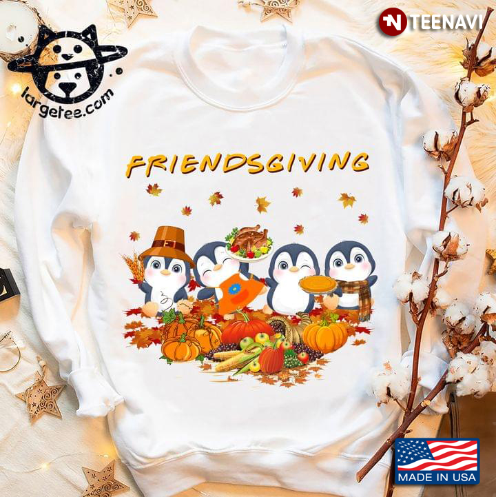 Friendsgiving Lovely Penguins With Turkey And Pumpkins for Thanksgiving