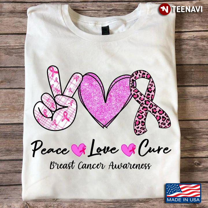 Peace Love Cure Breast Cancer Awareness Leopard